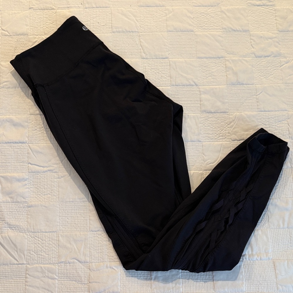 Lululemon black mesh cross stitch leggings